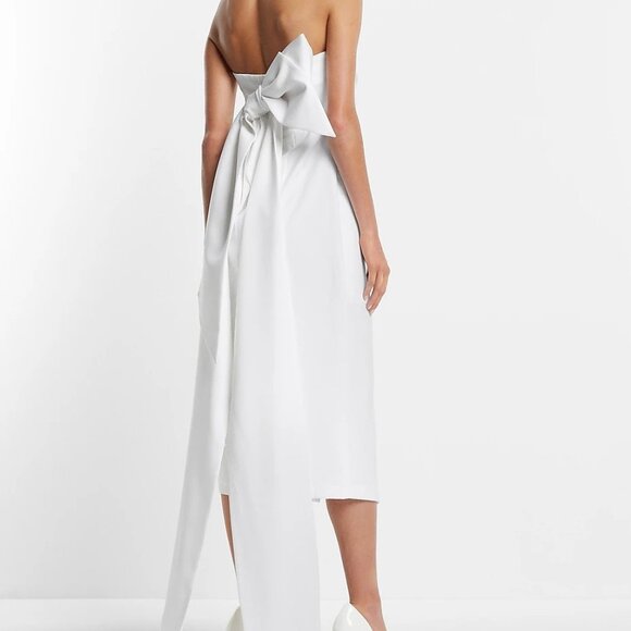Express Bridal Statement Bow Midi Dress Sz 8 Wedding Dress NWT - Picture 2 of 7